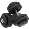 Set of 12 50kg Dumbbells (8 X 5kg, 4 X 1.5kg). Made of Steel and PE Plastic. Black