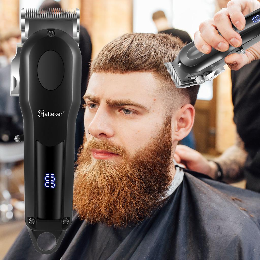 Hatteker Electric Hair Clipper Ceramic Blade LCD Display Home Professional Trimmer Grooming Kit