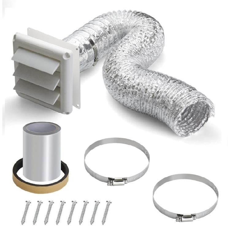 Universals 4inch Dryer Vent Kits Extracts Valves Duct Grills Cover Dryer Vent Wall Plate With Hose for Bathroom Exhaust Fan