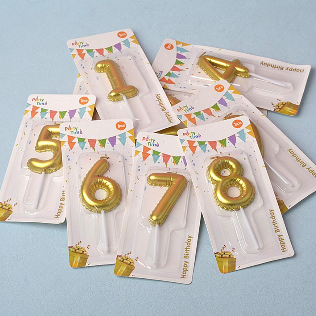 Alles Gute zum Geburtstag Kuchen Dekoriert mit Goldenen Digitalen Kerzen Zartem 3D Ballon für Kinder 0-9 Zahlenkerzen Partydekoration