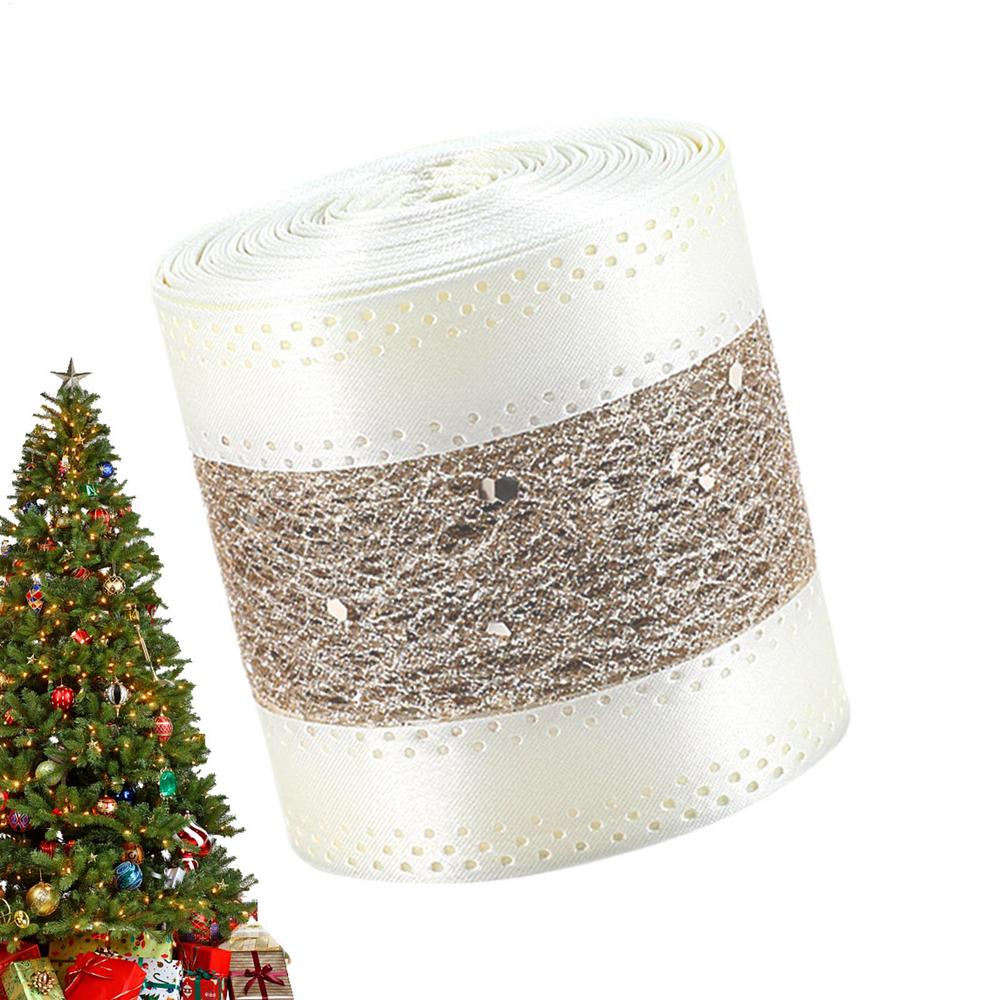 Christmas Ribbon For Crafts 6.5 Ft Webbing Strap Champagne Color Wreath Ribbon For Holiday Wrap Present Tree Decor Bow Wreath