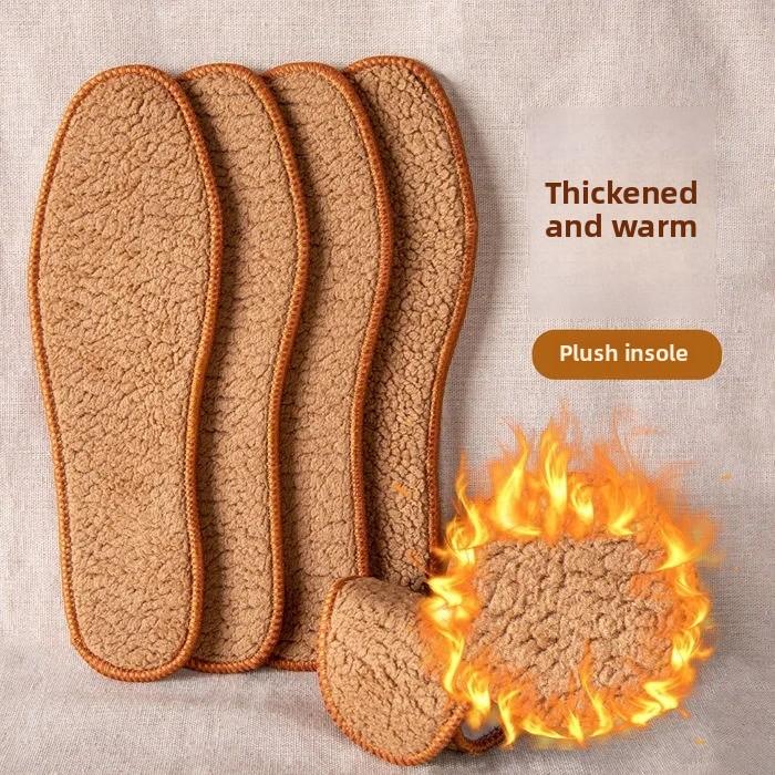 2 Pairs Winter Fleece-Lined Thick Warm Plush Insoles for Men and Women Cold-Proof Breathable Deodorant Foot Warmers