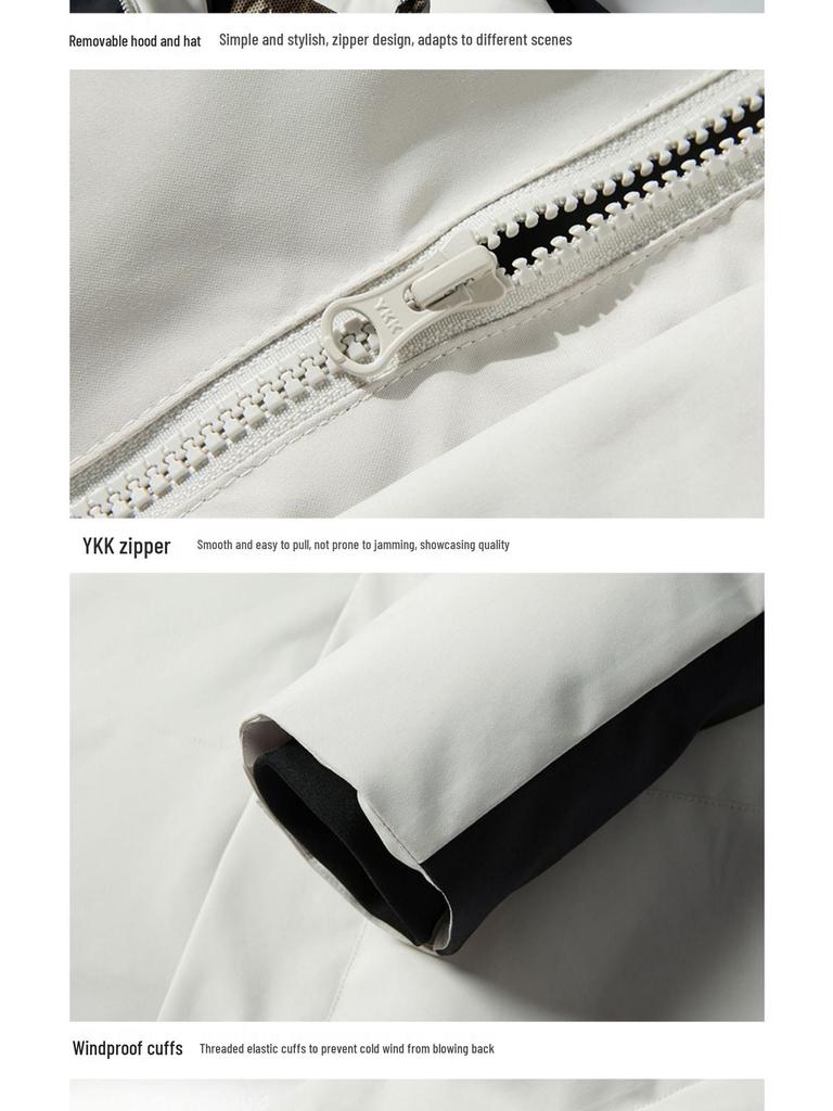 HJCAMEL Women's Color Block Windproof Waterproof Cotton Jacket with Detachable Winter Liner