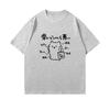 Cartoon Japanese Cat Print Men's Women's Personalized T-shirt Fashionable Round Neck Top Clothes with Many Korean Reviews Women