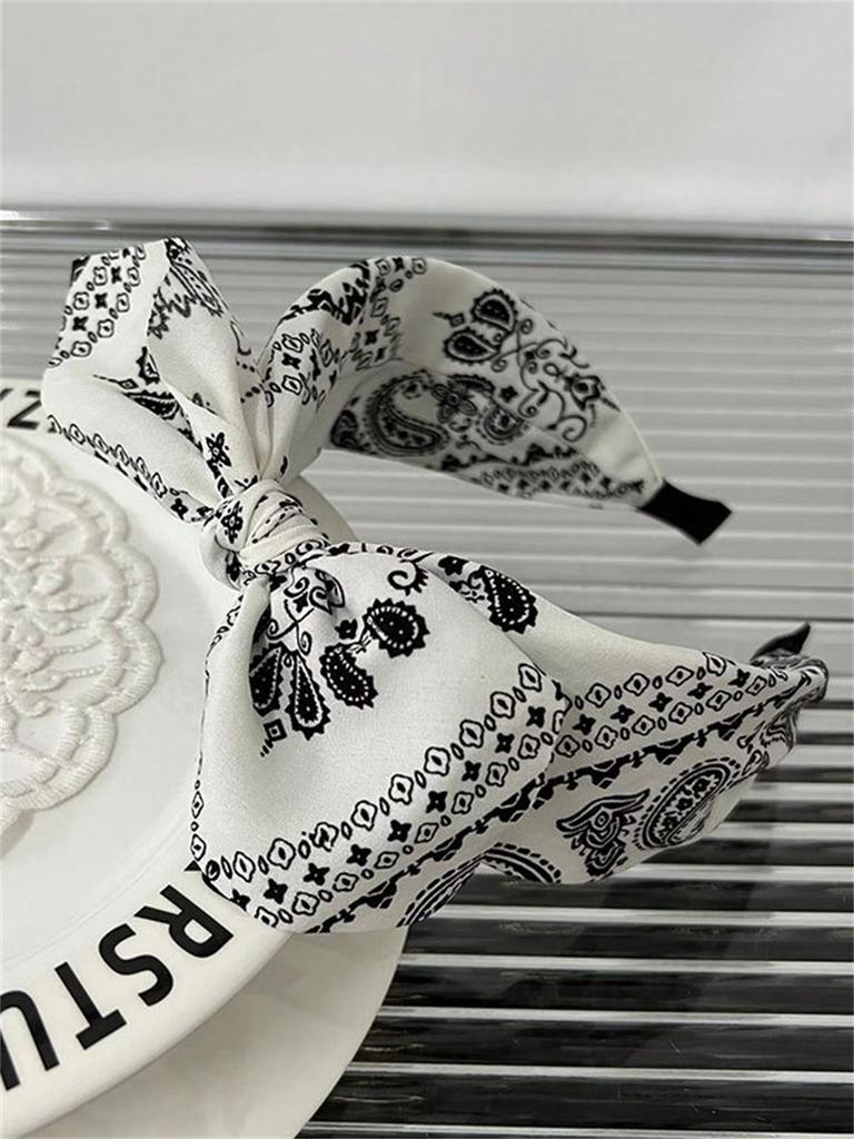 1 women's spring new vintage printed bow headband photo wash broken headband Headband Headpiece