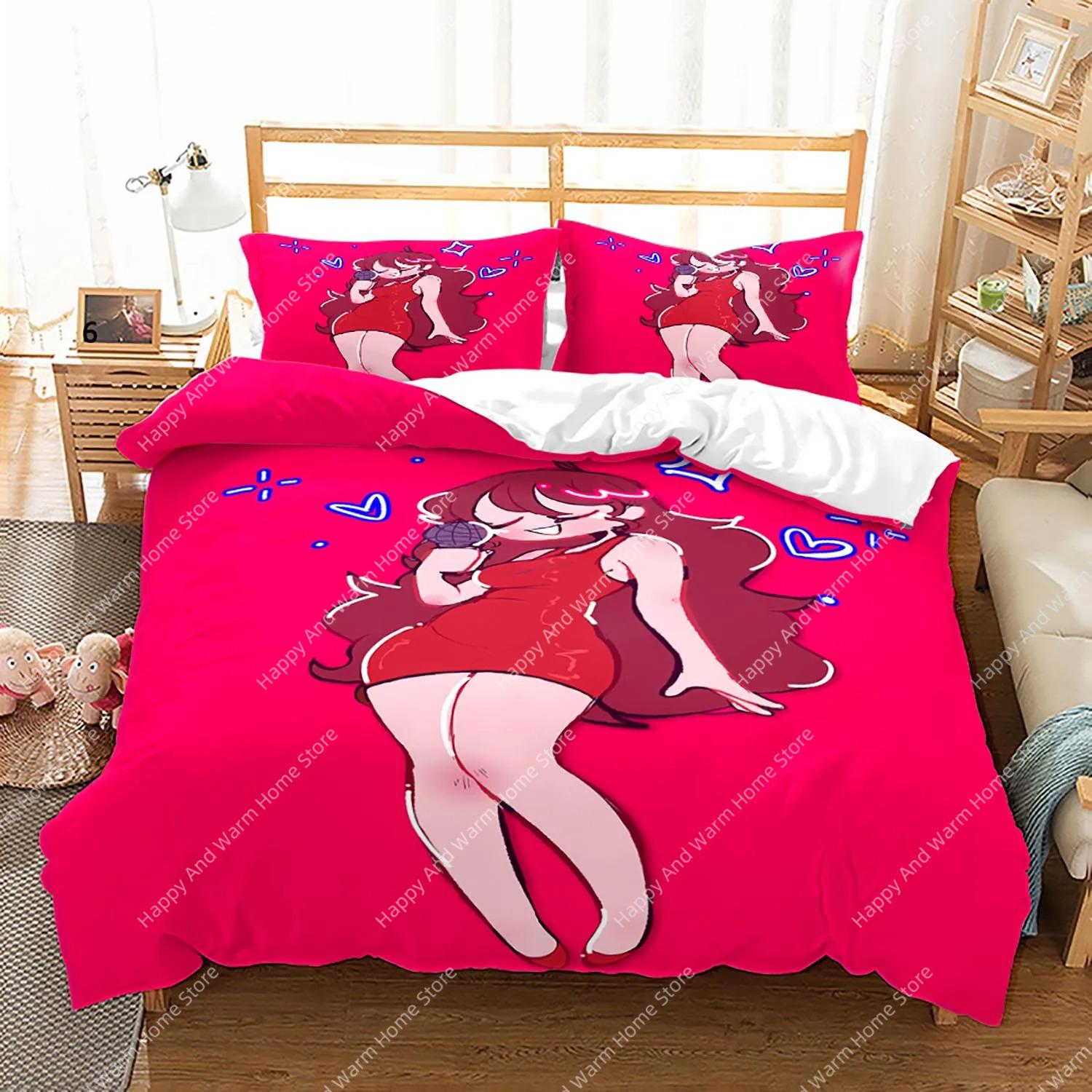 

3D Friday Night Funkin Bedding Set Single Twin Full Queen King Size Friday Night Funkin Bed Set Children Boy Bedroom Duvet Cover EU Single(135*200cm)3pcs
