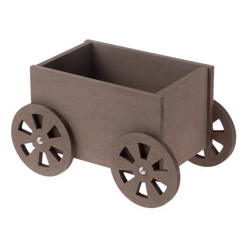 iGarden Artificial Wood Wheelbarrow Planter - Natural, Durable
