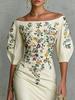 Elegant One-Shoulder Dress with Five-Point Sleeves and Slim-Fit Waist - 2025 European & American Style