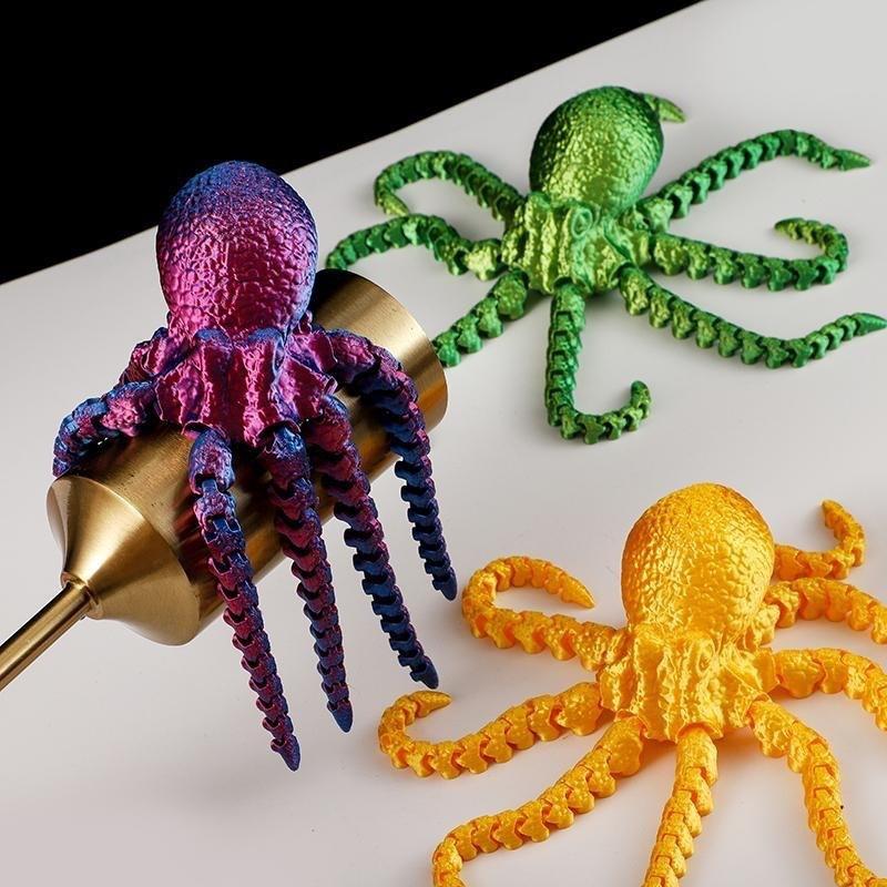 3D Printed Articulated Octopus Poseable Tentacles Desk Toy Pla Sculpture For Kid Jointed Body Decorative Toy