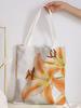 Flower Pattern Printed Casual Handbag, Reusable Able Backpack, Multifunctional Handbag, Canvas Shopping Bag