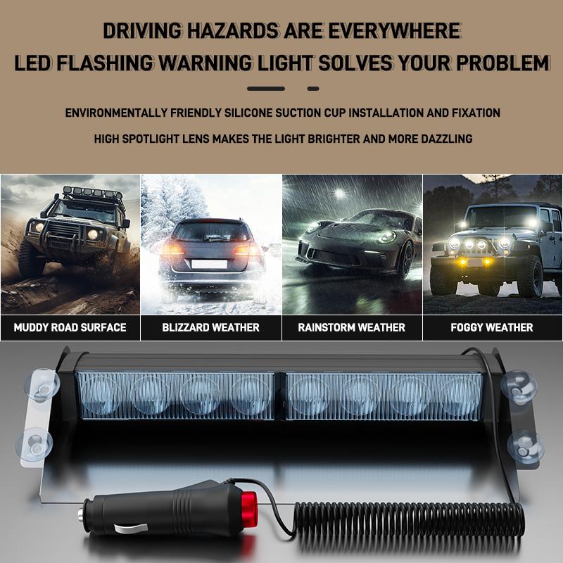 12V Car Flashing Signal Lamp 8LED Multi Mode Strobe Light Windshield Emergency Warning Lights Beacon Red Blue Auto Accessories