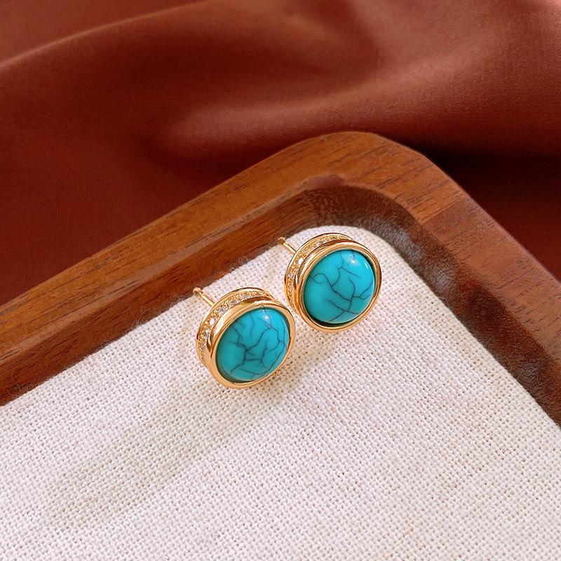 Medieval vintage earrings, court style niche high-end stud earrings Internet celebrity retro earrings jewelry women