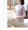 Damen Eisseide Strick-T-Shirt, Kurzarm, Sommerstil für Alter 40-50
