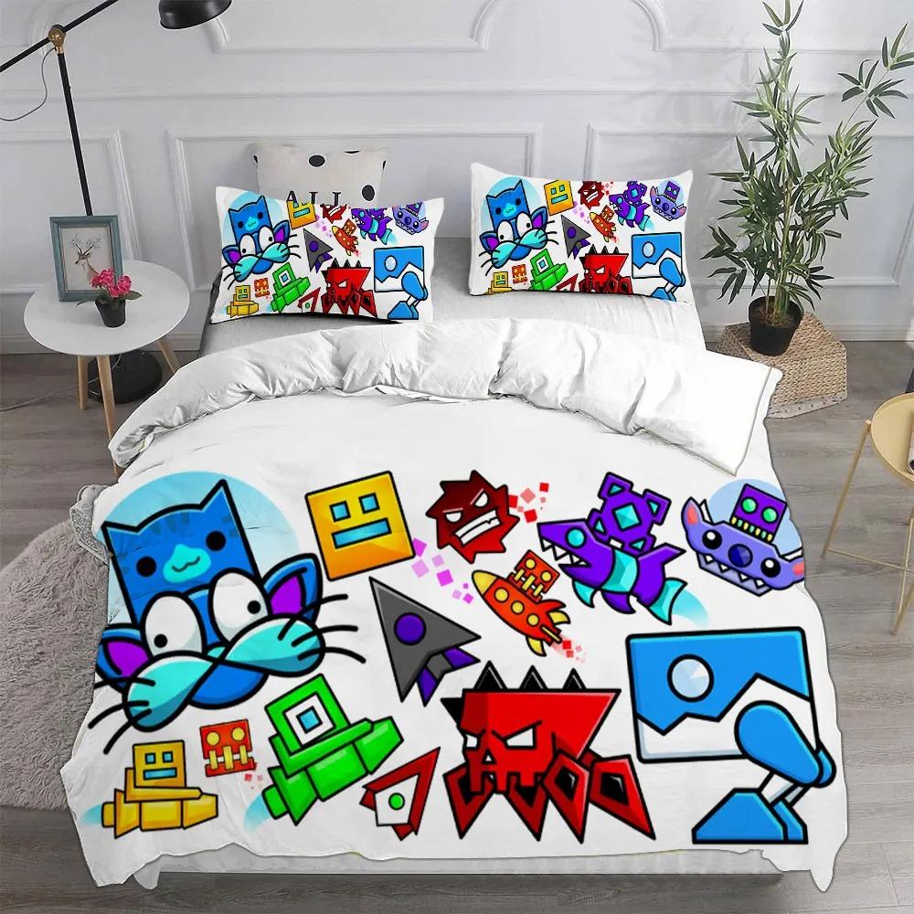 Comforter Geometry Dash Bedding Sets Comforter Quilt Bed Pillow Case 2-3 Pieces Sets Kids Adult Size