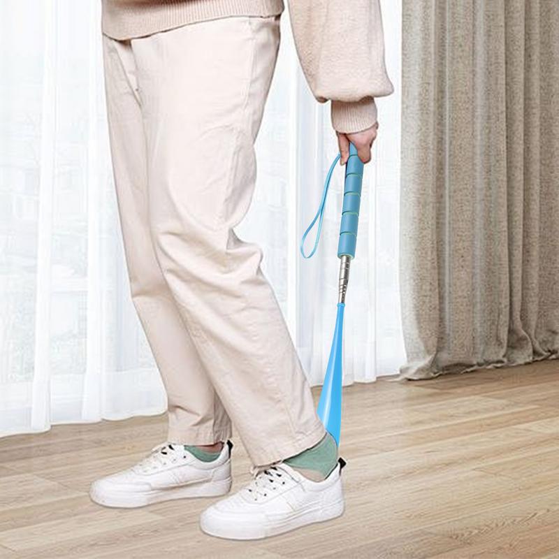 Long Handle Shoe Horn Stainless Steel Adjustable Extended Shoehorn Handle Shoe Putting Tool For Old Man With Diseases In Hands