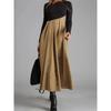 New Woolen Dress with Contrasting Color, V-neck, Long Sleeved Patchwork, and Large Swing Design Maternity Wear