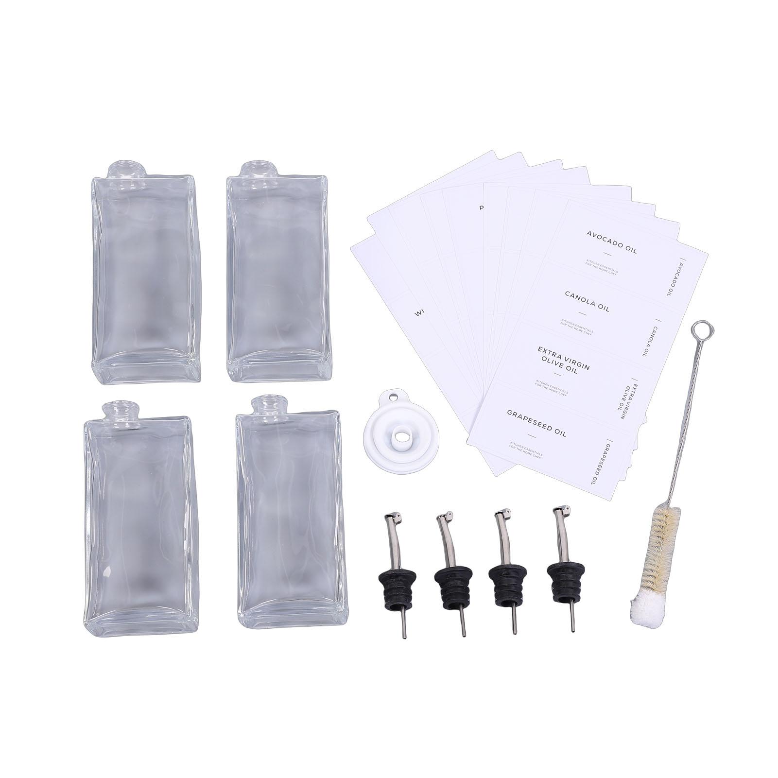 Oil and Vinegar Dispenser Set Glass 500ml Olive Oil Dispenser Bottle with Pourer and Funnel for Kitchen