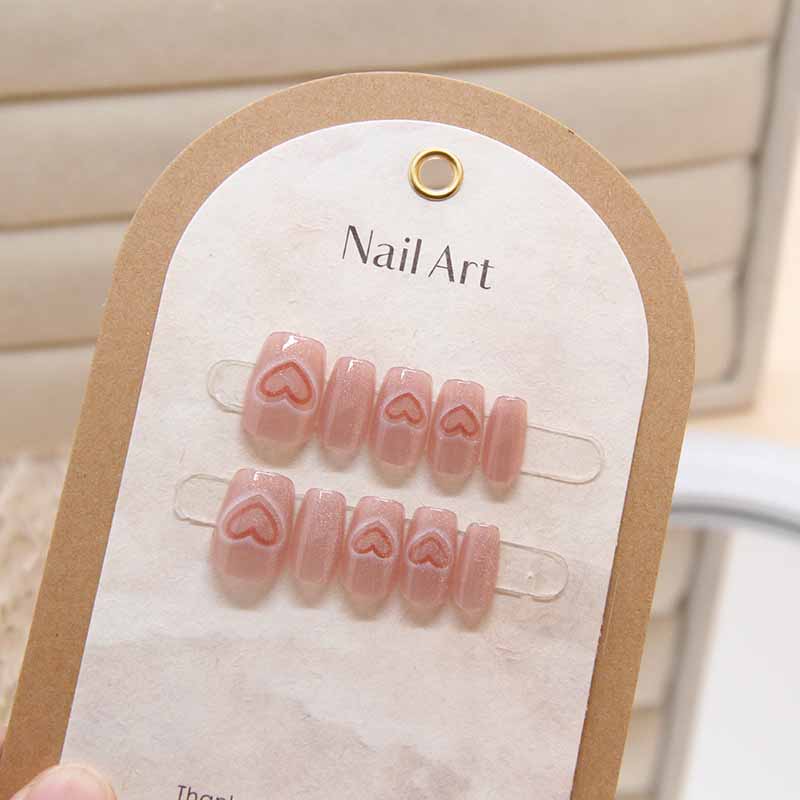10Pcs Women Cat Eye Gradient Press On Nails Square False Nails Detachable Wearable Nail Tips