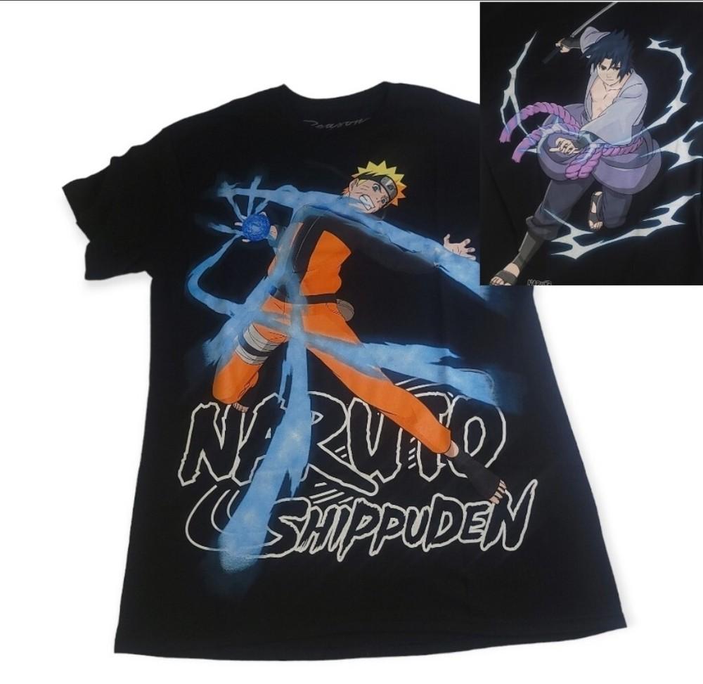 Naruto Shippuden Sasuke Naruto  Double Sided Anime Graphic T-Shirt Size M Manga Unisex T-Shirt M
