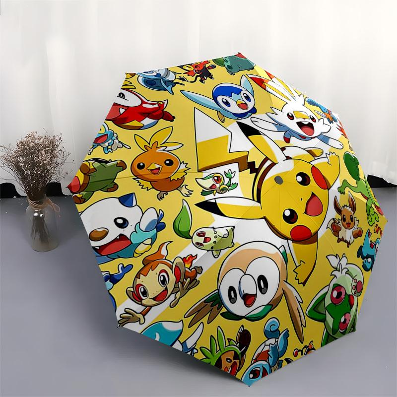 1pc Pikachu & Friends Umbrella: Automatic Opening/Closing, Portable 3-Fold Design, 8-Bone Iron Frame, Outdoor Umbrella, Perfect Gift for Fans, Travele