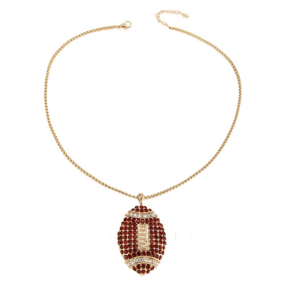 Sports Set Jewelry With Rhinestone Rugby Pendant And Earrings For Daily Wear Gifting And