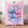 Custom Name Butterflies Stitch's Adventure blanket for Couch & Bed, Plush Cozy Fuzzy Blanket Super Soft & Warm Blankets for Fall and Winter. 0908329