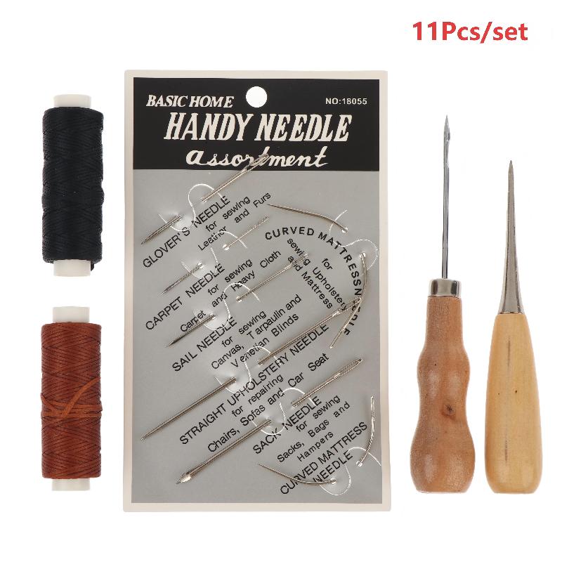 Leather Sewing Tools Kit Wear Resistant DIY Leather Craft Hand Stitching Set for Shoe Bag Repair Work
