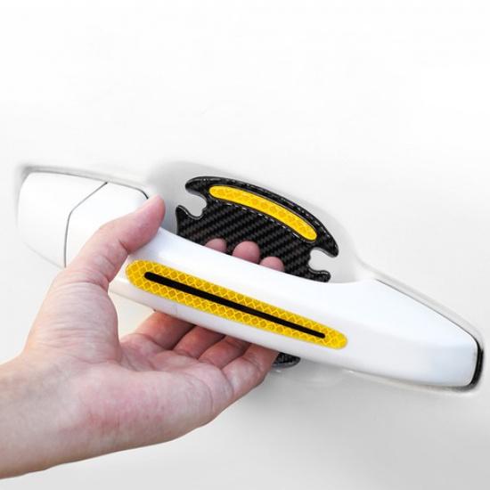 8x Reflective Car Door Handle Scratch Protector Cover Sticker Pads Accessories