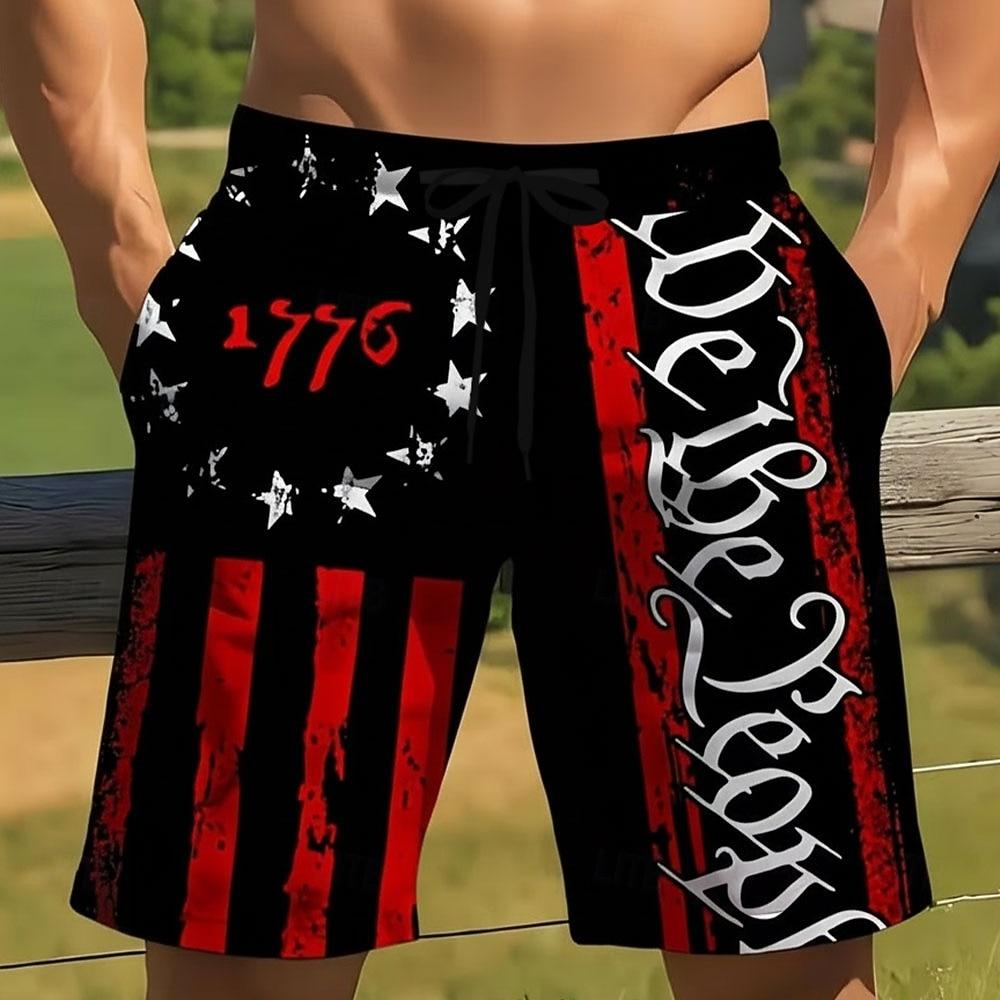 Men's 4th of July U.S. 250th Anniversary American Flag Patriotic Swim Trunks Swim Shorts Board Shorts Mid Waist Casual Holiday