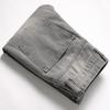 2024 European And American New Perforated Casual Gray Washed Denim Ordinary Non Elastic Mid Waist Slim Fit Pants