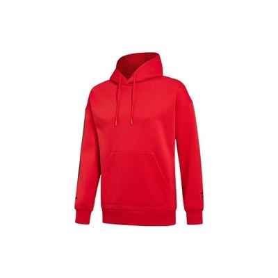Lining Solid Color Letter Print Warm Hooded Long Sleeve Sweatshirt Unisex Sweatshirt Red AWDRD29-3
