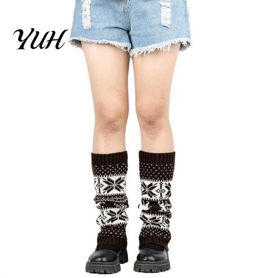 Holiday Gift for Her Christmas Knitted Leg Warmers Women, Soft Ribbed Boot Socks with Elastic Leggings Winter Snowflake And Deer Patterns, Thermal
