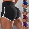 New Summer Women's Large Size Sexy Solid Color High Waist Hemming Color Matching Sports Running Tight Hip Shorts