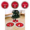 Elegant Red And White Christmas Tree Skirt With Snowflakes Snowman And Reindeer For Style Festive