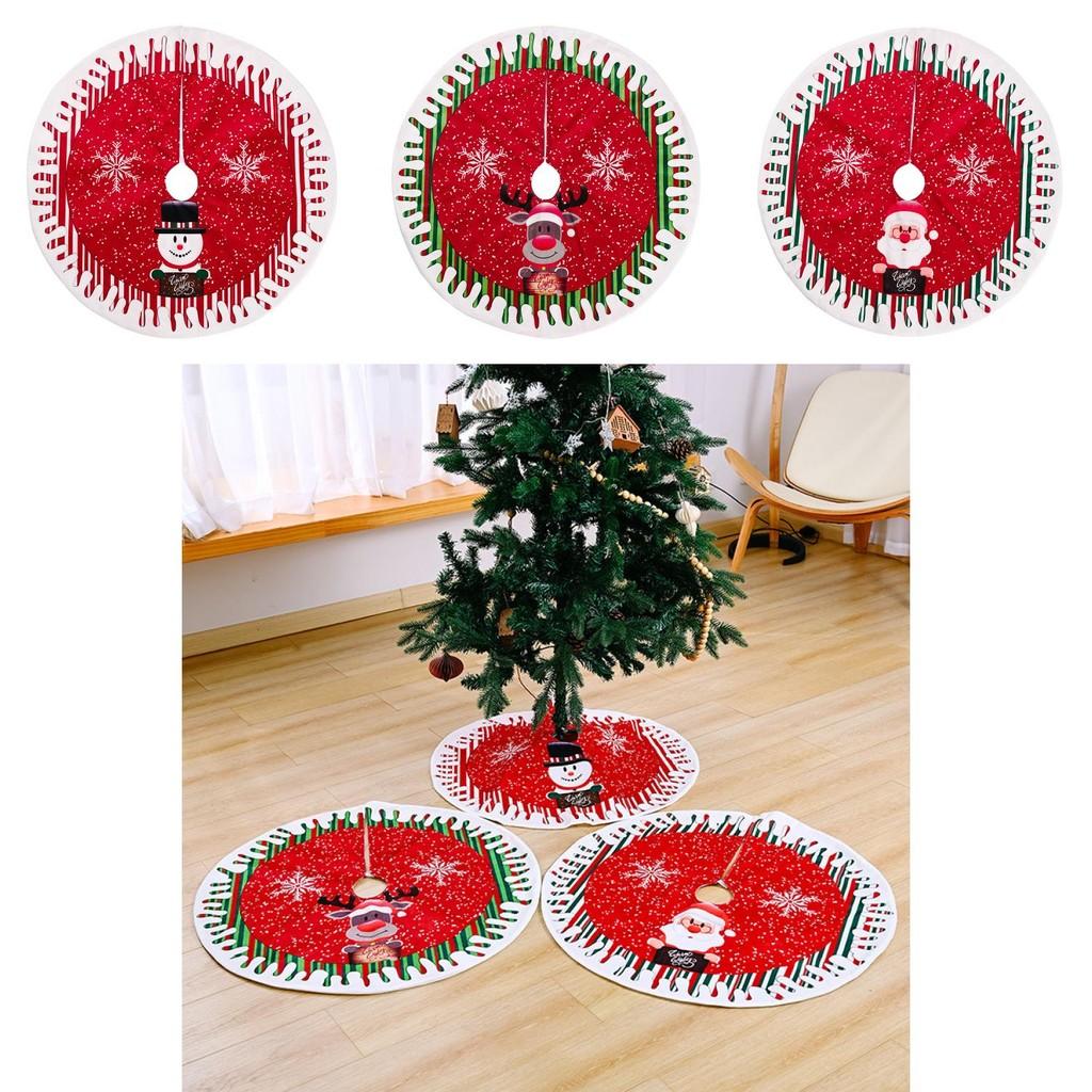 Vibrant Red And White Christmas Tree Skirt With Festive Snowflakes And Cheerful Snowman Design