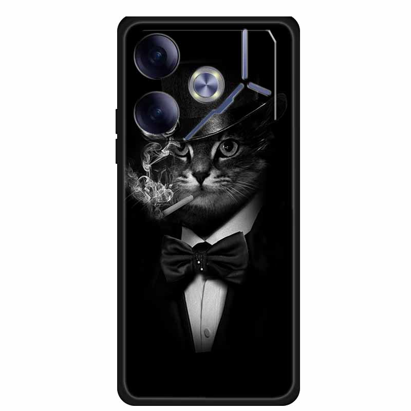 For Tecno Pova 6 Phone Case 6.78" Animal Black Silicone Soft Back Cover Cases For Tecno Pova 6 Case Pova6 Coque Funda Shockproof
