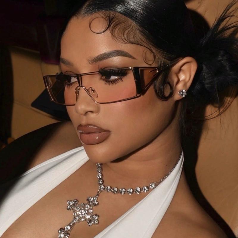 1PC Metal Frame Fashion Glasses Vintage Fashion Glasses Beach Camping Accessories For Women Shades Basics Business Casual Woman Vacation Outfits Women