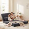 Folding Sofa Bed, 2-Seater Convertible Armchair, Corduroy, Adjustable Backrest, 2 Pillows, Grey