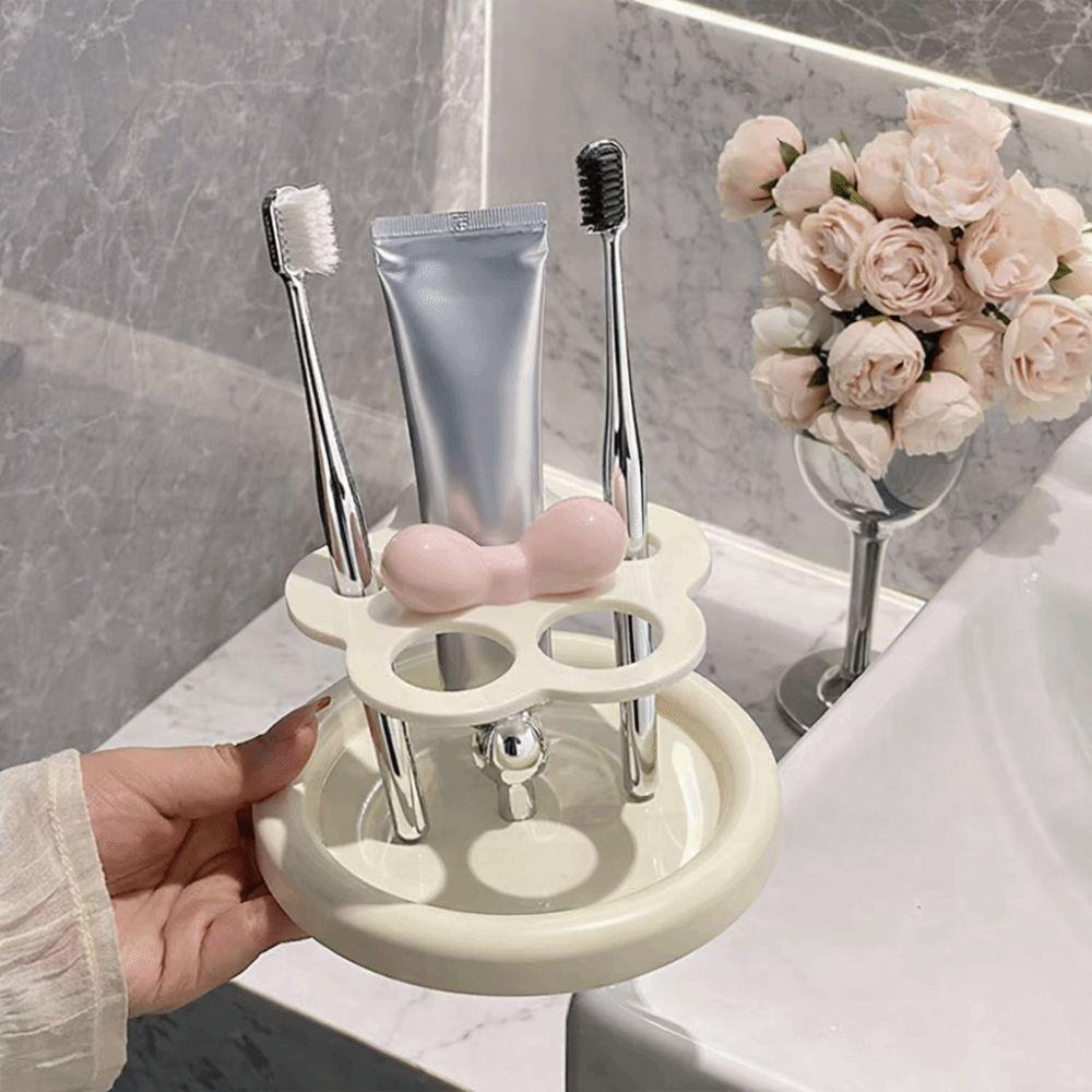 Cute Flower Toothbrush Holder Decorative Toothpaste Storage Rack Makeup Brush Storage Rack  Bedroom
