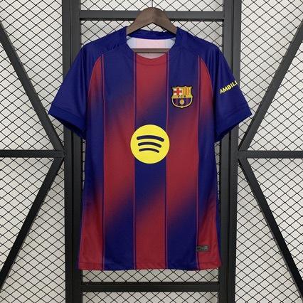 25-26 Barcelona iç saha kırmızı ve mavi çizgili futbol forması yetişkinler ve çocuklar için