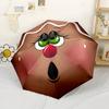 Gingerbread Face Christmas Compact Travel Automatic Umbrella Folding Umbrella with 8 Ribs Foldable Design Perfect for Outdoor Adventures