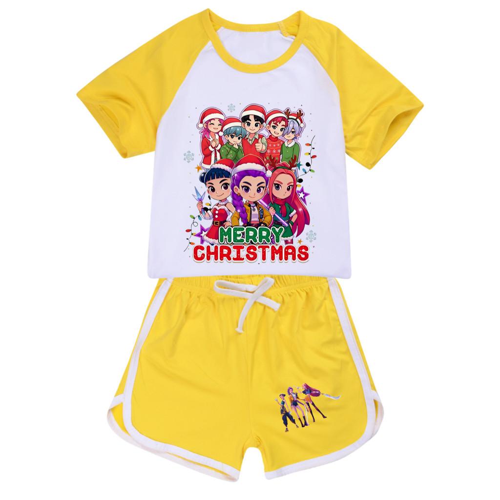 5099 Kids Girls Christmas POP Rumi Zoey Mira Print T-shirt Shorts Sport Tracksuit Clothes Set