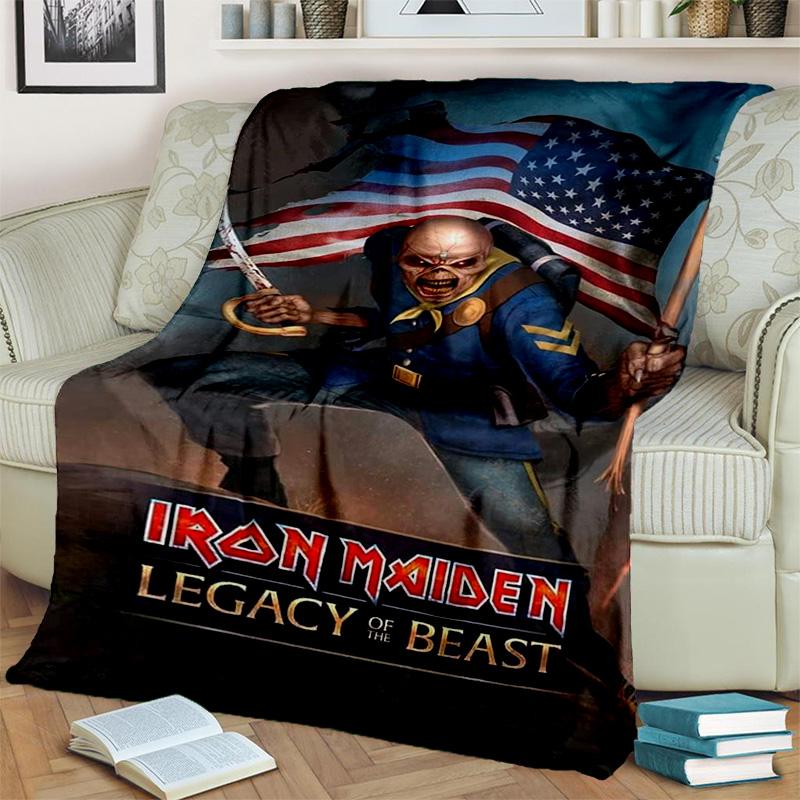 HD I-Iron Maiden Heavy Metal Band 3D Blanket,Soft Throw Blanket for Home Bedroom Bed Sofa Picnic Travel Office Cover Blanket Kid