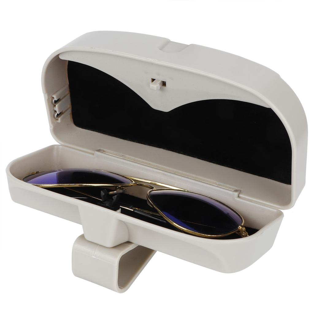 Car Sun Visor Glasses Case Holder Kit with Tickets Clips Storage Sunglasses Organizer UniversalBeige