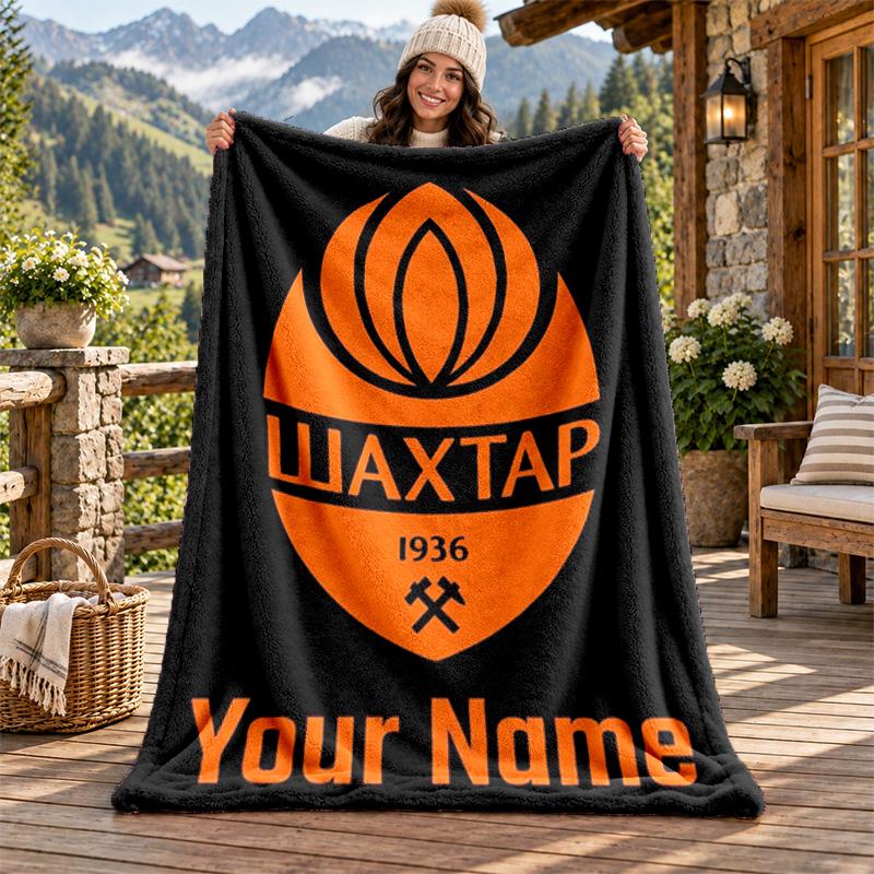 FC Shakhtar Donetsk Custom Name Flannel Blanket Personalized Soft Warm Plush Throw Blanket Customized Gift for Family Friends