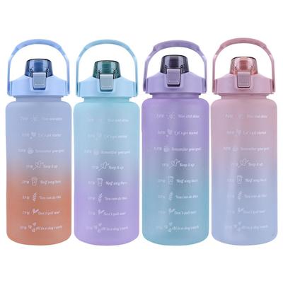 Wasserflasche Time Marker 2L Extra große motivierende Sportflasche mit Strohhalm