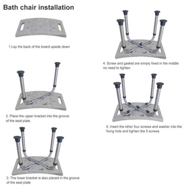 Antypoślizgowe Aluminiowe krzesło kąpielowe Stołek prysznicowy Siedzisko Mobilność Regulacja wysokości Krzesło kąpielowe (Akcje KL)