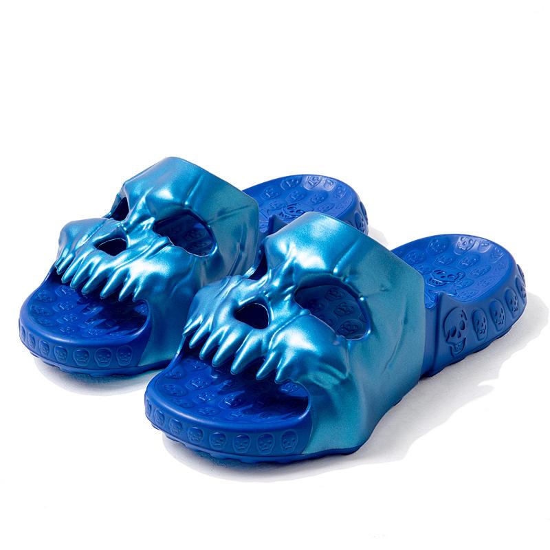 Fashion New Personalized Skull Design Slippers for Men 2024 Summer Fun Novelty Slides Thick Sole Platform Beach Non-slip Women Sandals