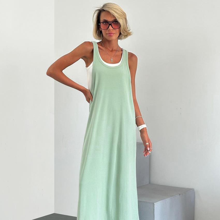 Spring and summer new comfortable loose knitted suspender nightdress vest two-piece loungewear women's