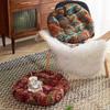 Bohemian Thick Round Cushion: Durable, Long-Lasting, Non-Collapsible Seat and Back Support, Coarse Cloth Futon Tatami Design